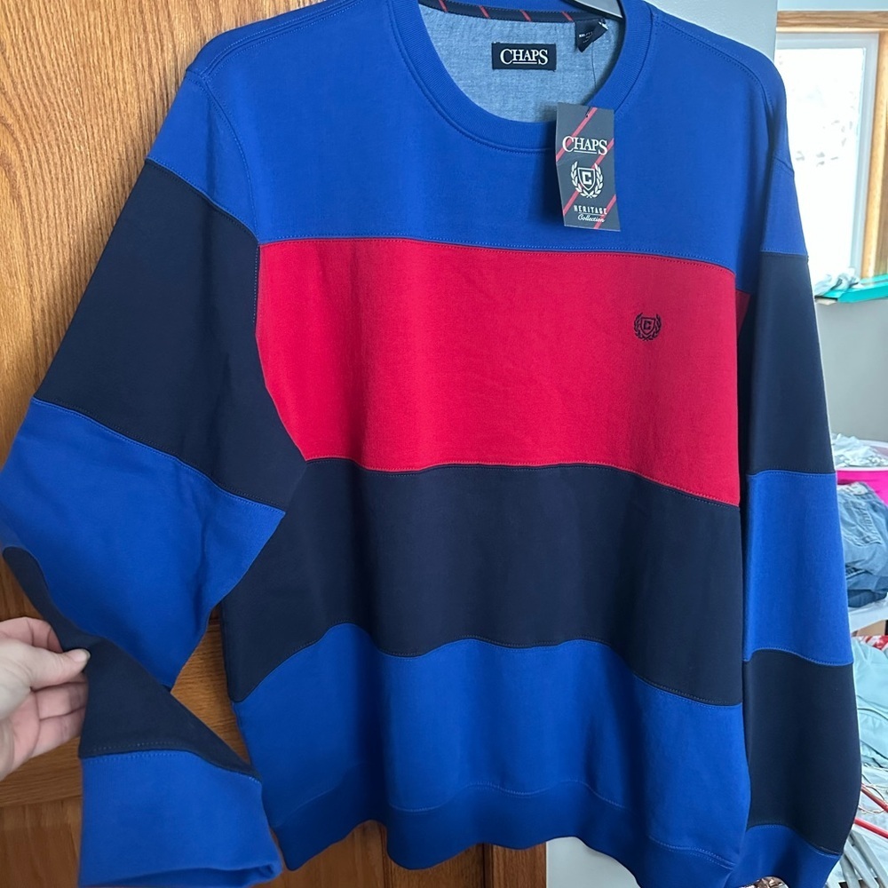 🚨NWT!🚨Chaps Men's Crewneck Sweater - Blue and Red